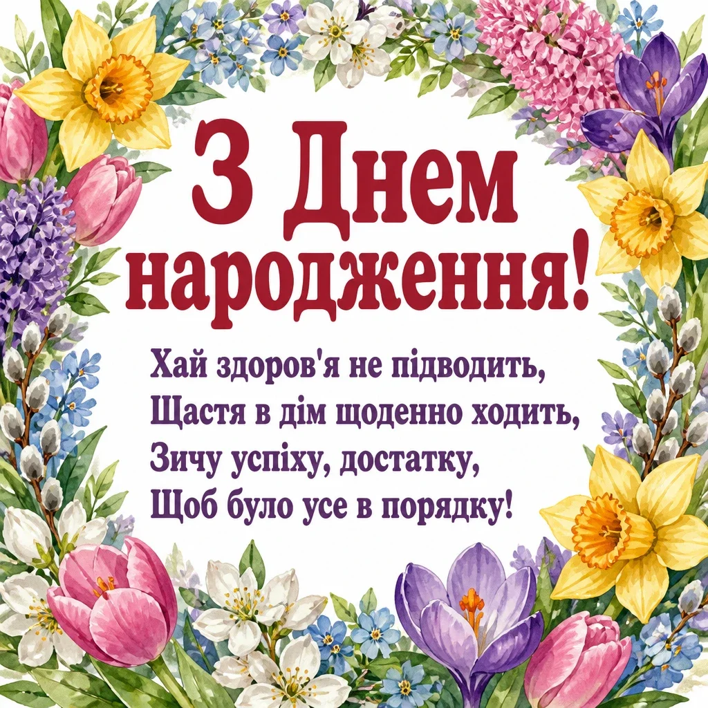 вітальні листівки привітання з днем народження