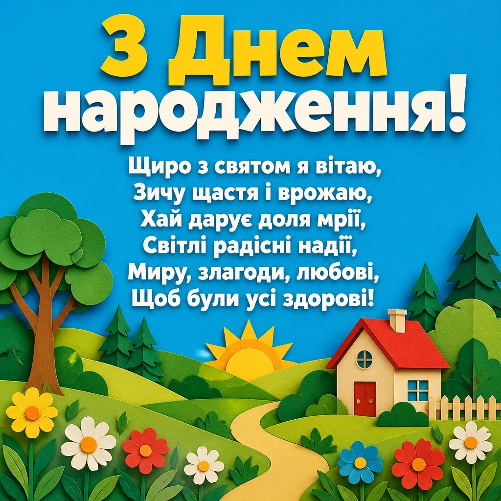 вітальні листівки привітання з днем народження
