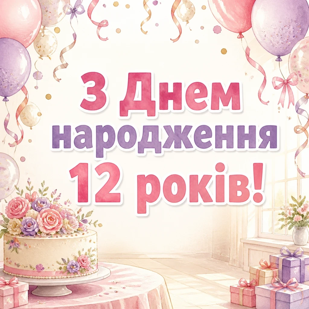 привітання з днем народження дівчинці 12 років своїми словами