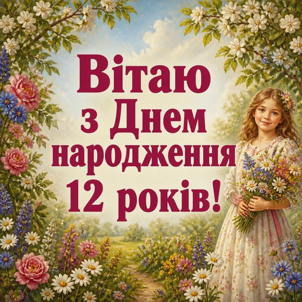 привітання з днем народження дівчинці 12 років своїми словами