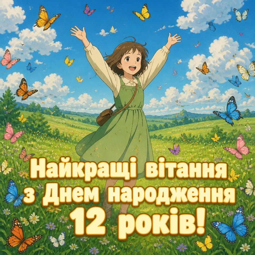 привітання з днем народження дівчинці 12 років своїми словами