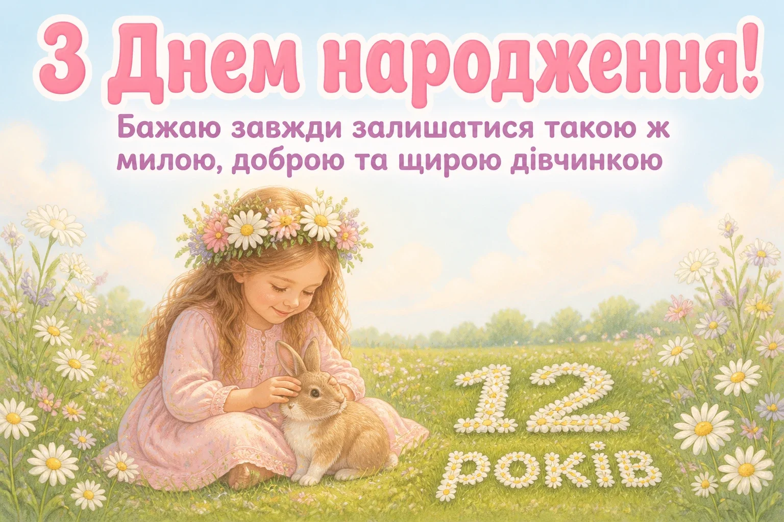 привітання з днем народження дівчинці 12 років своїми словами