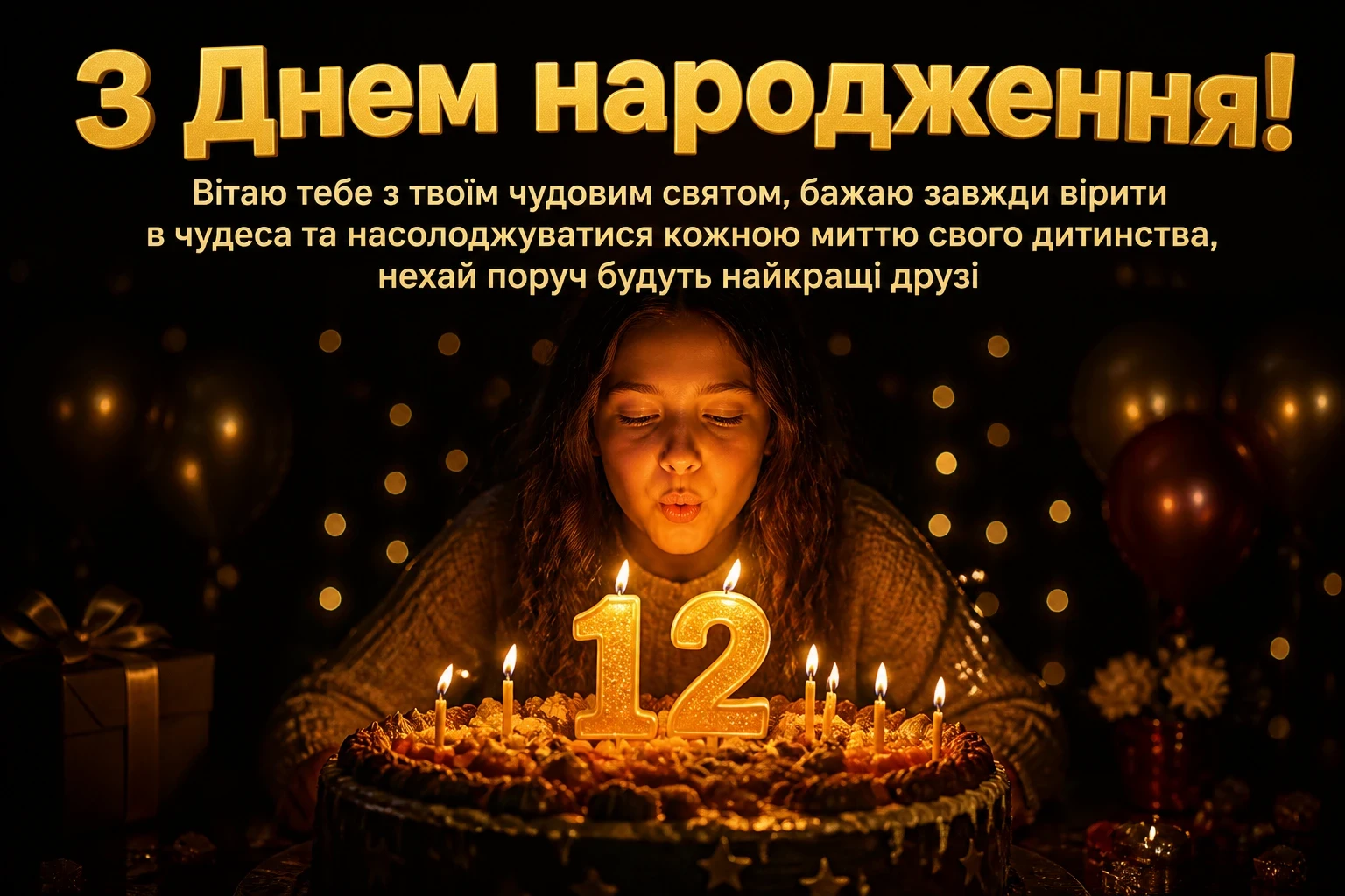 привітання з днем народження дівчинці 12 років своїми словами