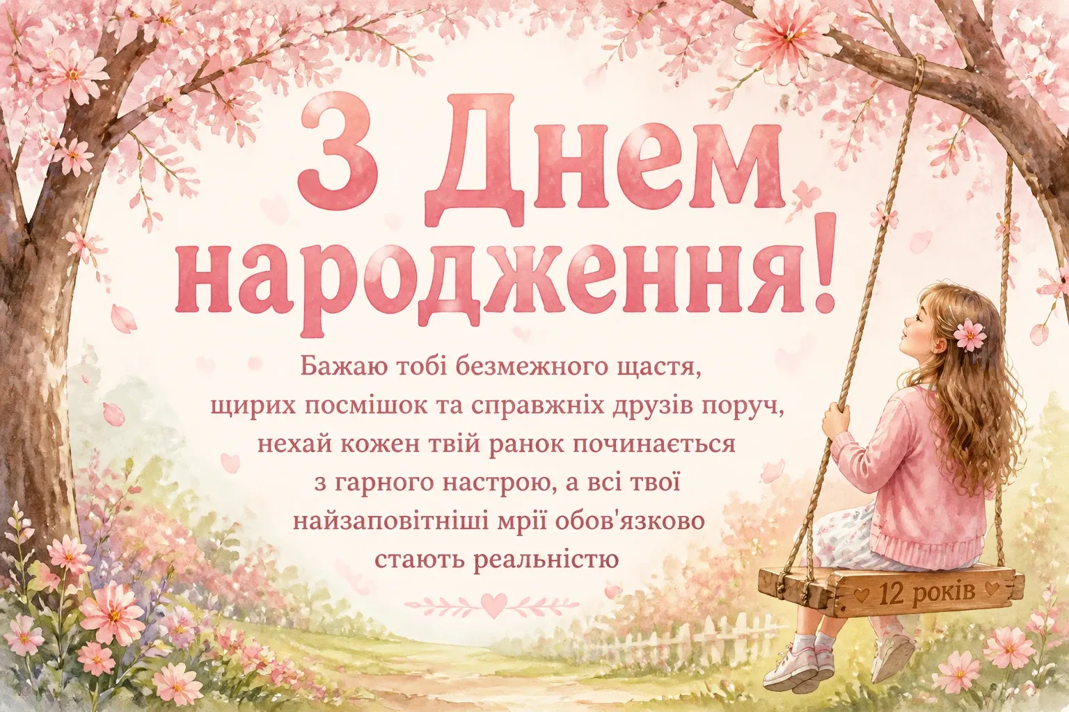 привітання з днем народження дівчинці 12 років своїми словами