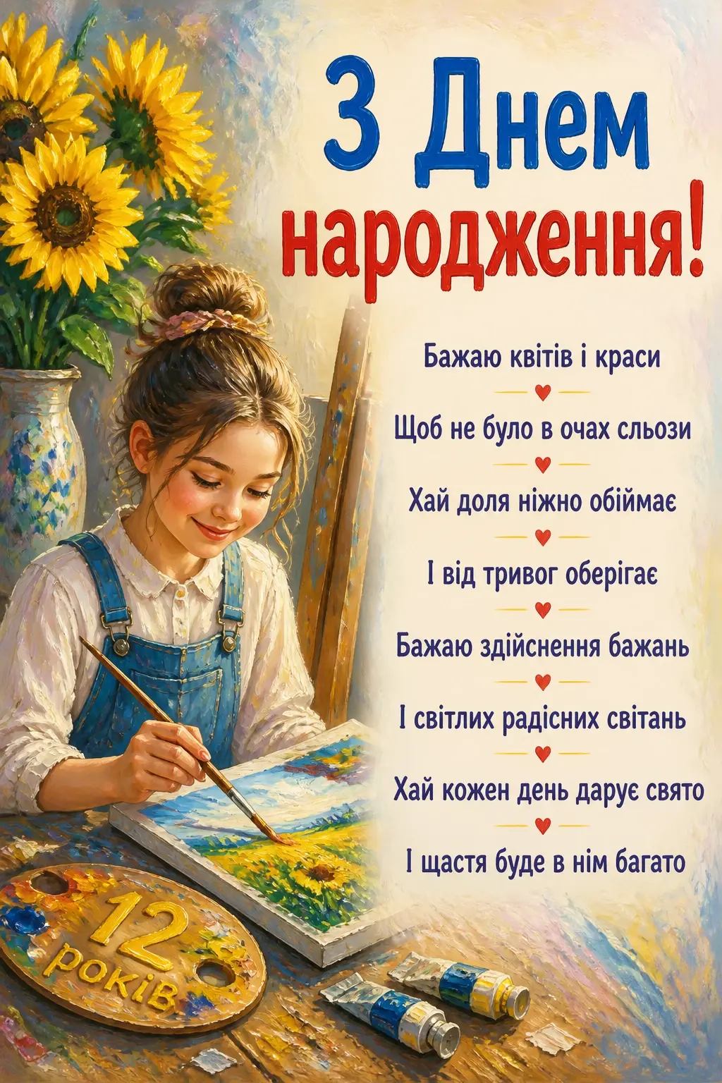 привітання з днем народження дівчинці 12 років своїми словами